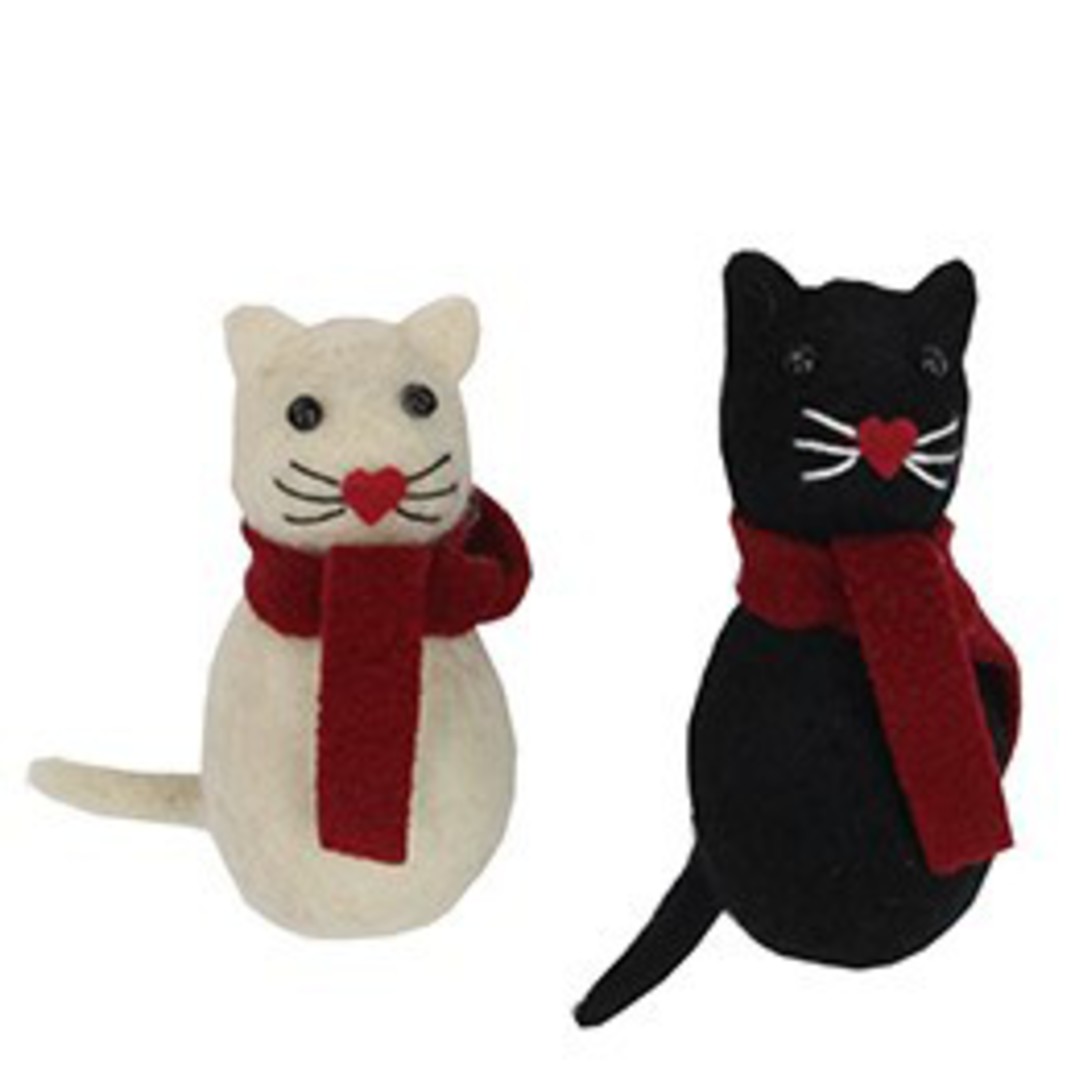 Wool Cat with Scarf 10cm image 0